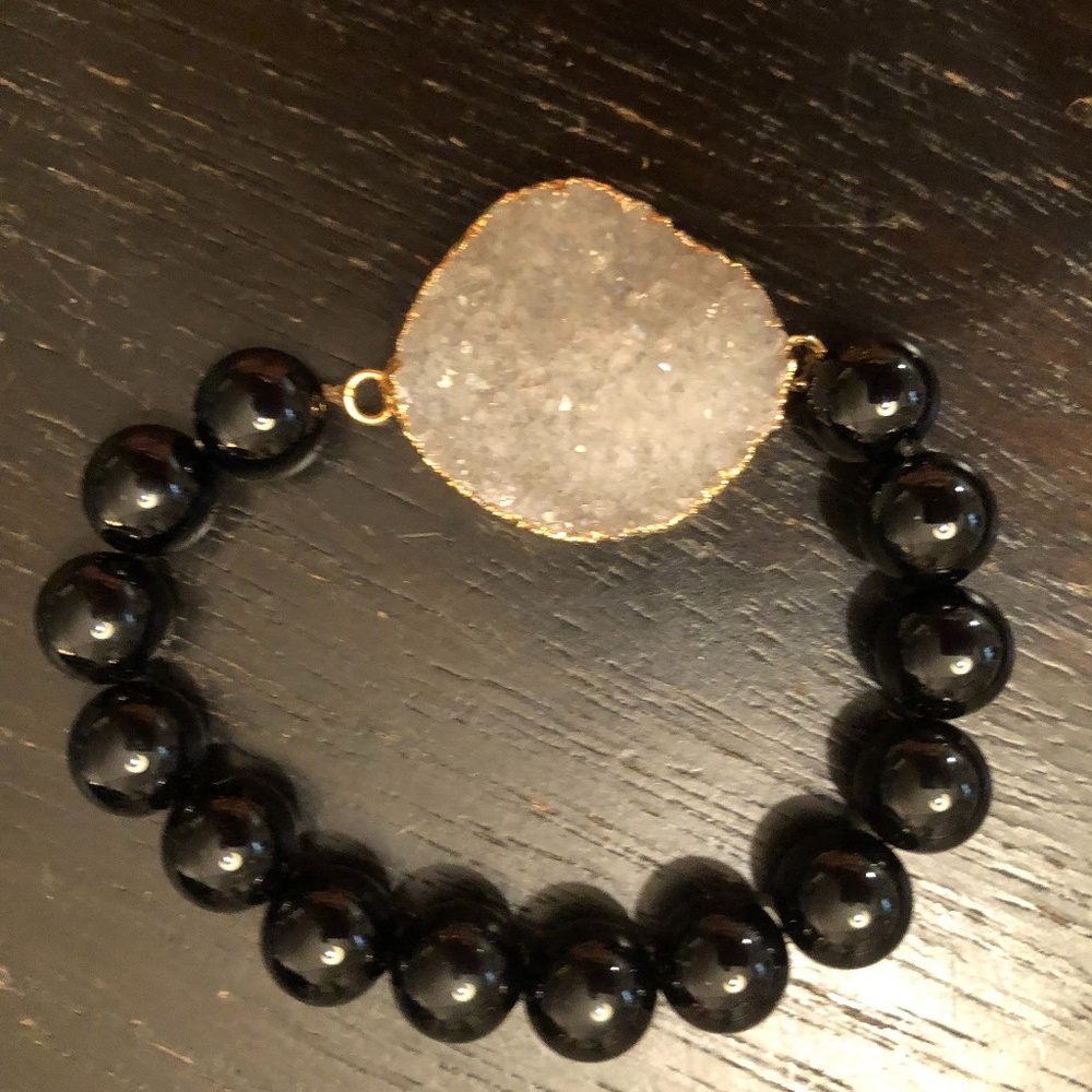 Black Druzy Quartz Braclet